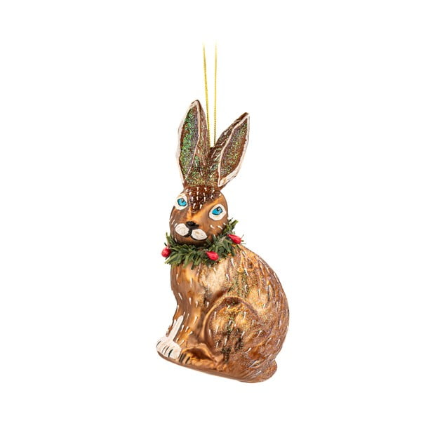 Skleněná ručně vyrobená vánoční ozdoba 12,5 cm Festive Hare – Sass & Belle