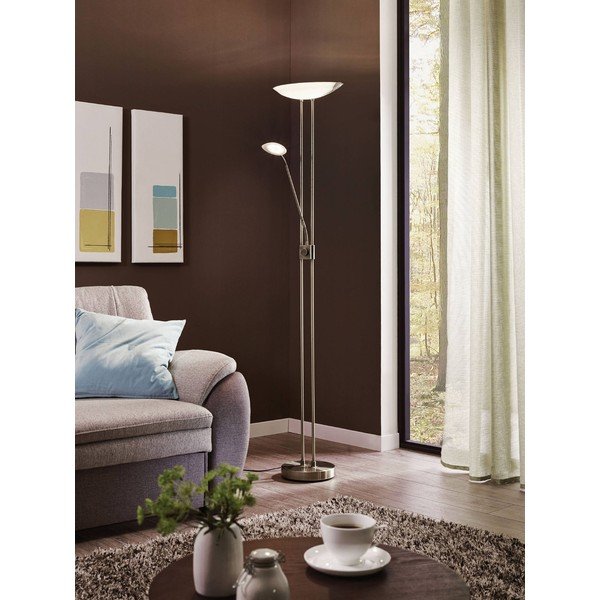 Šedá LED stojací lampa se skleněným stínidlem (výška 180 cm) BAYA LED – EGLO-image-1