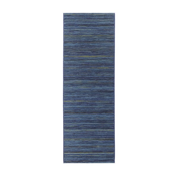 Tmavě modrý koberec vhodný i na ven Lotus, 80 x 240 cm
