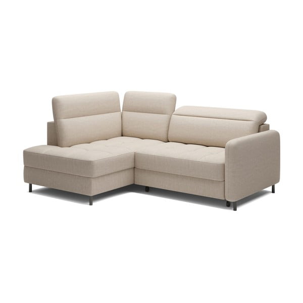 Béžová sametová rozkládací/s úložným prostorem rohová pohovka (levý roh/do L) Barea – ELTAP-image-2