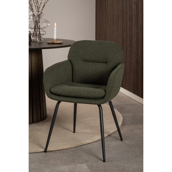 Khaki čalouněné jídelní křeslo s područkami Dora – Actona-image-1