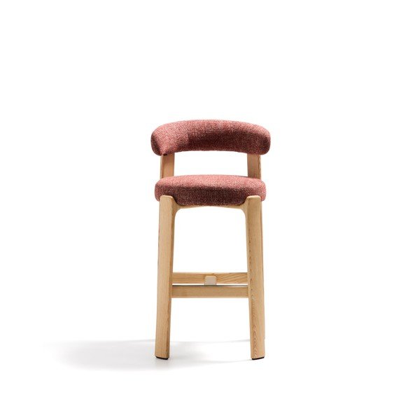 Barová židle z jasanového dřeva v terakotové barvě/ve světle přírodní barvě (výška sedáku 75 cm) Granite – Kave Home-image-2