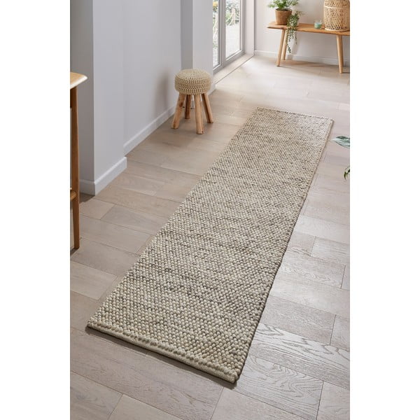 Světle šedý ručně tkaný běhoun s příměsí vlny 60x230 cm Minerals – Flair Rugs-image-1