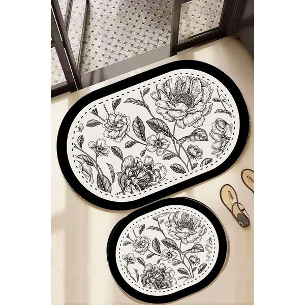 Černobílé koupelnové předložky v sadě 2 ks 60x100 cm Rasse – Foutastic-image-1