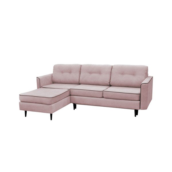 Růžová rozkládací pohovka s černými nohami Mazzini Sofas Dragonfly, levý roh-image-1