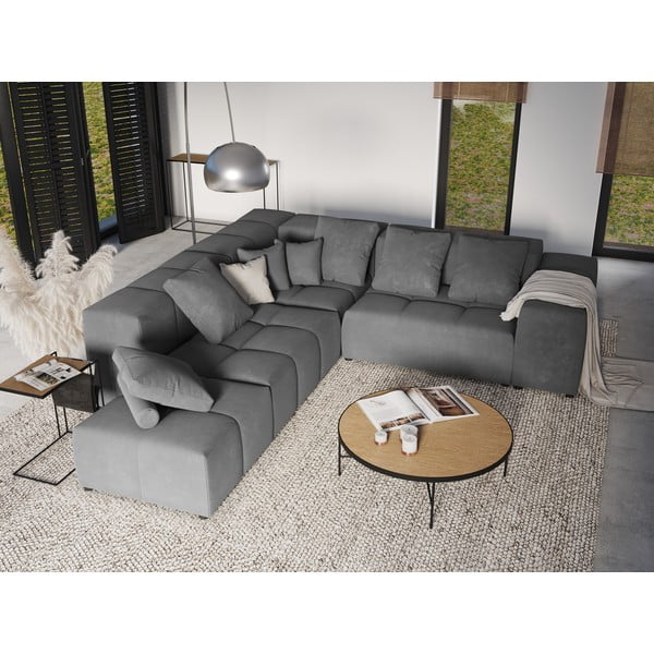 Šedý sametový polštář k modulární pohovce Rome Velvet - Cosmopolitan Design-image-4