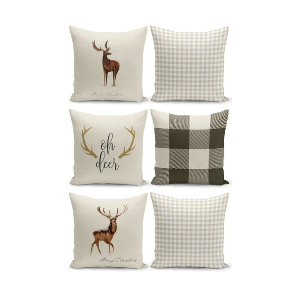 Sada 6 vánočních dekorativních povlaků na polštář Kate Louise Christmas Noel, 43 x 43 cm