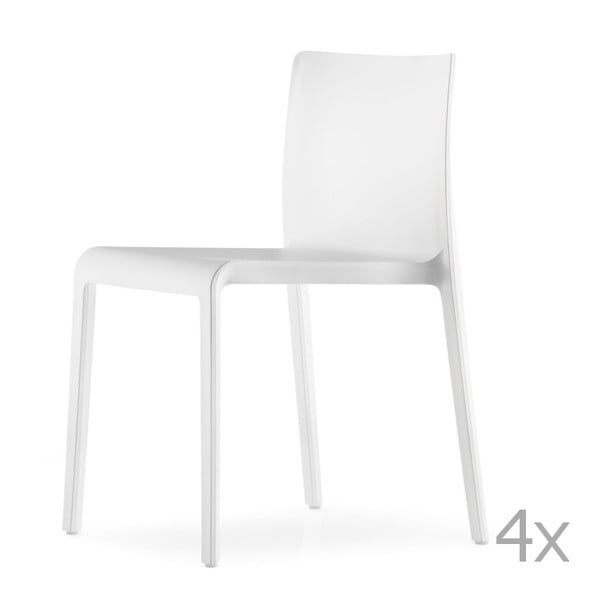 Sada 4 bílých jídelních židlí Pedrali Volt