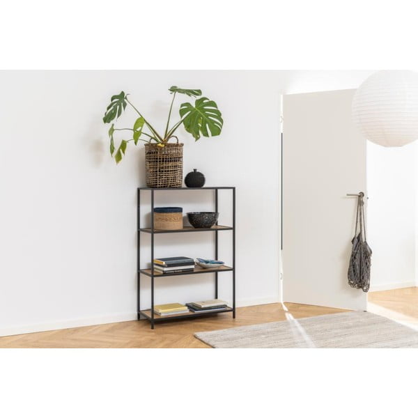 Knihovna v dekoru dubu v černo-přírodní barvě 77x114 cm Seaford – Actona-image-4