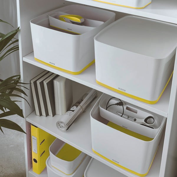 Bílo-žlutý plastový úložný box s víkem MyBox - Leitz-image-1