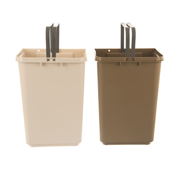 Bílo-béžový plastový odpadkový koš na tříděný odpad 2x20 l Duo Dust – Orion-image-1