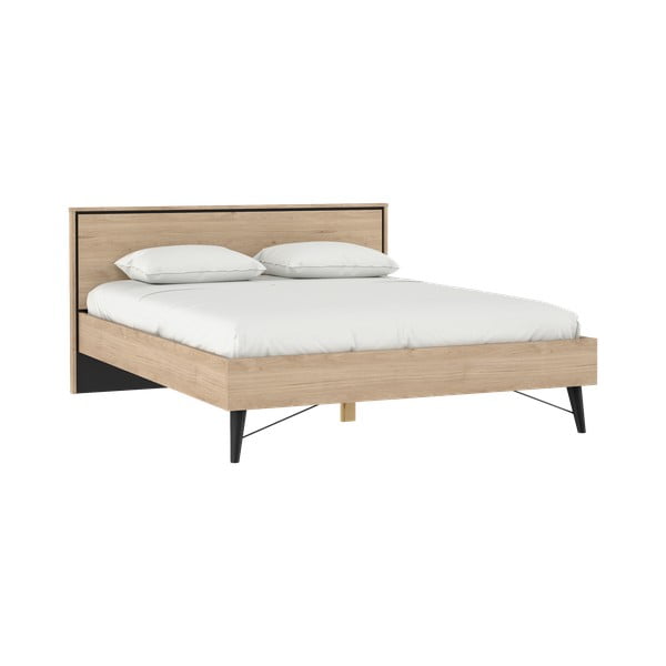 Dvoulůžková postel v dekoru dubu s roštem 160x200 cm v přírodní barvě Ry – Tvilum