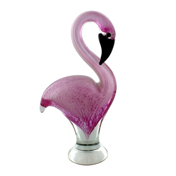 Růžová skleněná dekorativní soška Sophia Ladies Gifts Flamingo