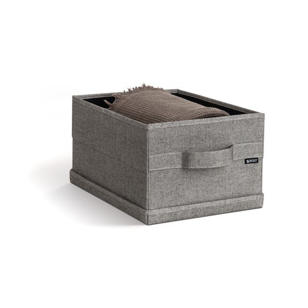 Šedý látkový úložný box s víkem 27x36x19 cm Soft Storage Small – Bigso-image-1