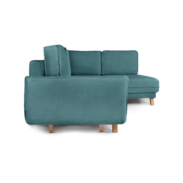 Tyrkysová manšestrová rozkládací rohová pohovka (pravý roh) Tori – Bonami Selection-image-3