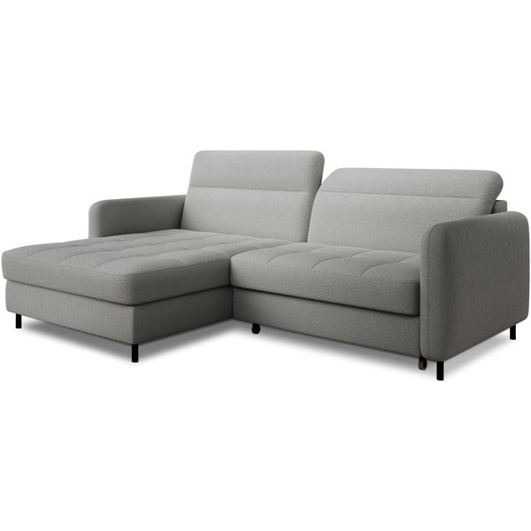 Šedá rozkládací/s úložným prostorem rohová pohovka z textilie bouclé (levý roh/s lenoškou) Gomsi – ELTAP-image-2