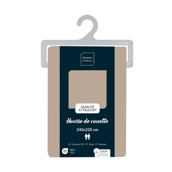 Béžový bavlněný povlak na peřinu na dvoulůžko/prodloužený 240x220 cm Lina – douceur d'intérieur-image-2