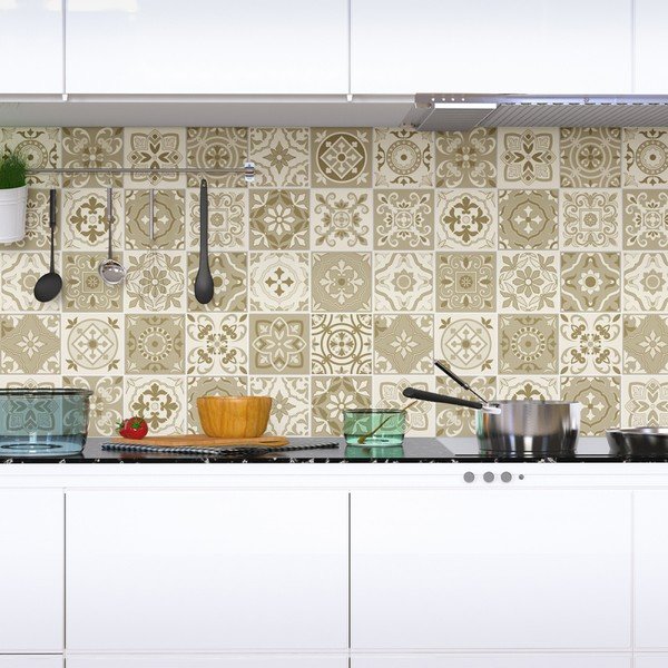 Sada 60 nástěnných samolepek Ambiance Wall Decal Cement Tiles Fortunato, 15 x 15 cm-image-1