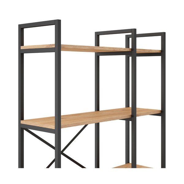 Černý/přírodní regál v dekoru dubu 87,5x175 cm Dusan – Marckeric-image-4