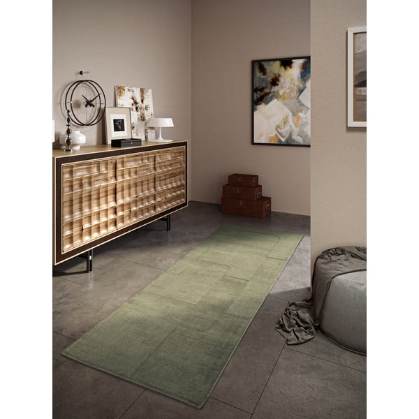 Zelený ručně tkaný vlněný běhoun 80x250 cm Charlotte – Villeroy&Boch-image-1