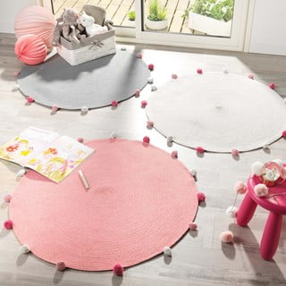 Růžový kulatý koberec ø 90 cm Pompomparty – douceur d'intérieur