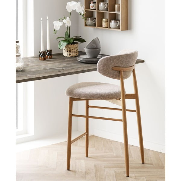 Béžová/v přírodní barvě čalouněná barová židle (výška sedáku 65 cm) Levanto – House Nordic-image-1