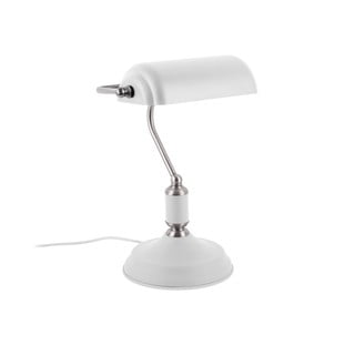 Bílá stolní lampa s detaily ve stříbrné barvě Leitmotiv Bank