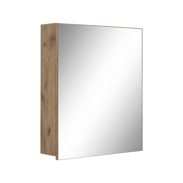 Závěsná koupelnová skříňka se zrcadlem v dekoru dubu v přírodní barvě 60x70 cm Wisla – Støraa