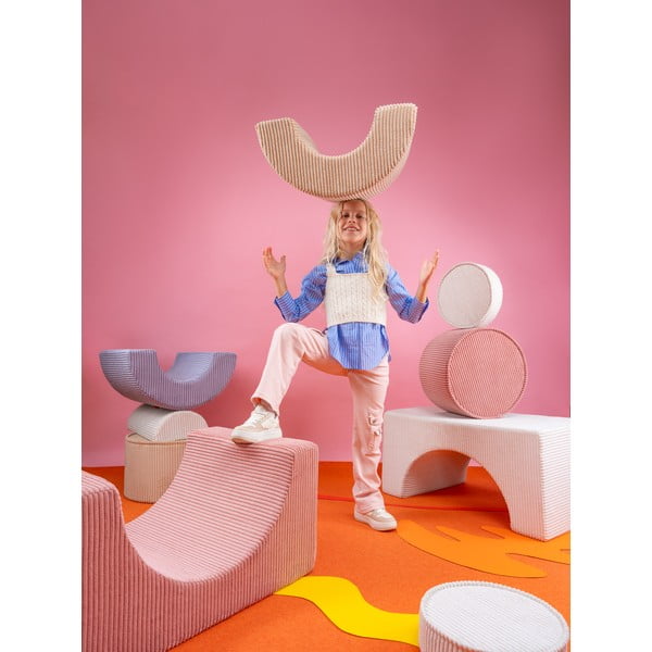 Růžové manšestrové pěnové hřiště 75x49x37 cm Rainbow Montessori – Wigiwama-image-4