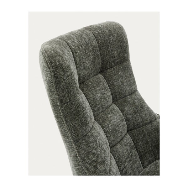 Otočné žinylkové křeslo šedozelené Teryl – Kave Home-image-4
