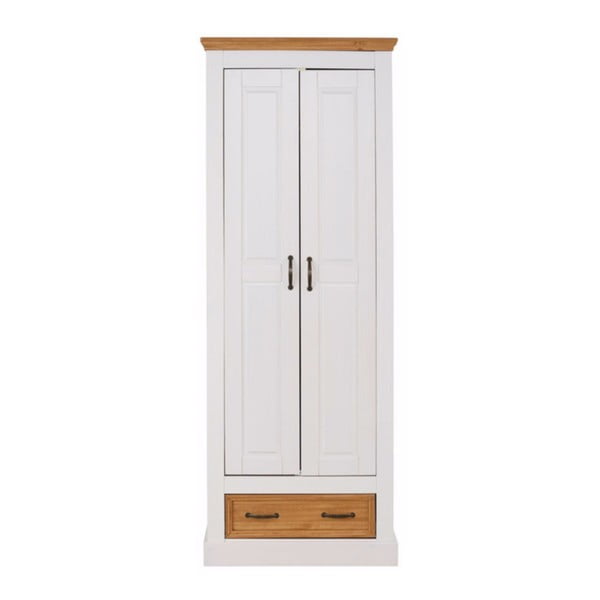 Bílá dvoudveřová šatní skříň z masivního borovicového dřeva Støraa Suzie