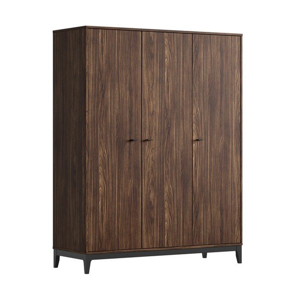 Šatní skříň v dekoru ořechu v tmavě přírodní barvě 148x190x55 cm Ilyas – Vipack