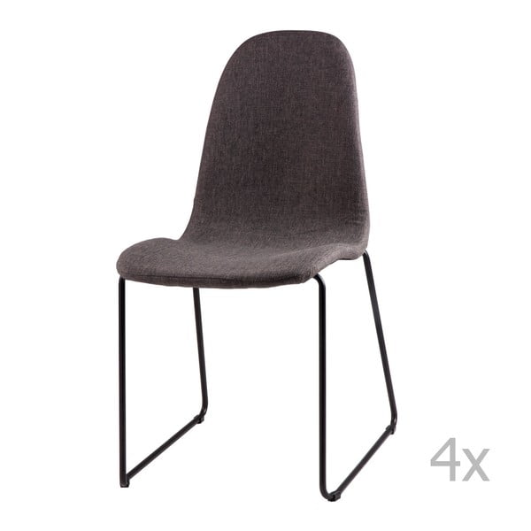 Sada 4 tmavě šedých jídelních židlí sømcasa Helena