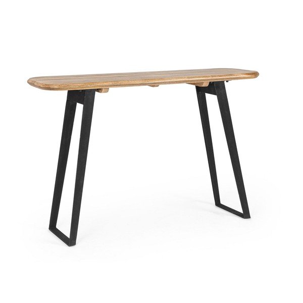 Černý/ve světle přírodní barvě konzolový stolek s deskou z mangového dřeva 40x130 cm Nashik – Bizzotto
