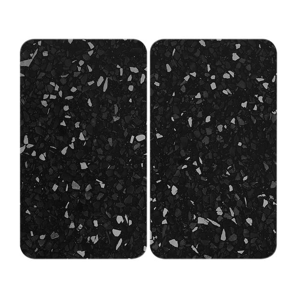 Sada 2 černých skleněných krytů na sporák Wenko Universal