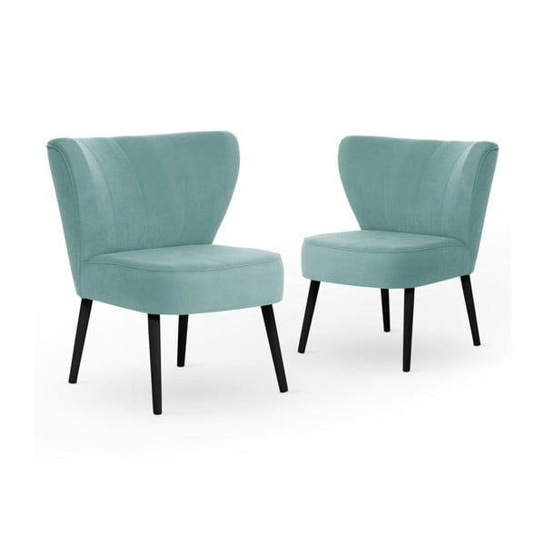 Sada 2 blankytně modých jídelních židlí s černými nohami My Pop Design Hamilton