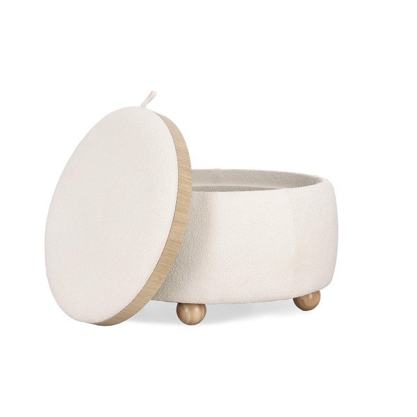 Krémový taburet z textilie bouclé Irisha – Bizzotto-image-3