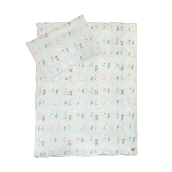 Světle zelené bavlněné dětské povlečení do postýlky 100x135 cm Woodland Buddies – Roba-image-2