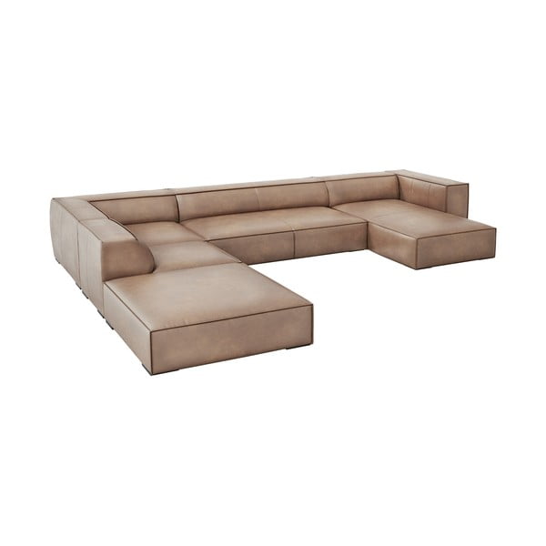 Světle hnědá kožená rohová pohovka (levý roh) Madame – Windsor & Co Sofas-image-2