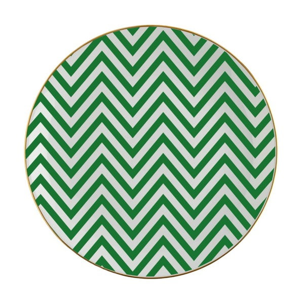 Zelenobílý porcelánový talíř Vivas Zig Zag, Ø 23 cm
