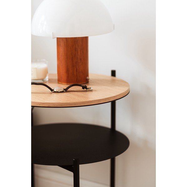 Černý/v přírodní barvě noční stolek s deskou v dubovém dekoru Tu – noo.ma-image-3