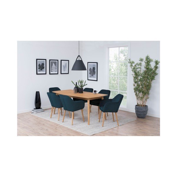 Tmavě modré čalouněné jídelní křeslo s područkami Emilia – Actona-image-1