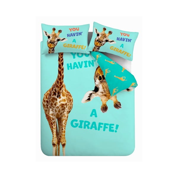 Tyrkysové dětské povlečení na jednolůžko 135x200 cm Havin A Giraffe – Catherine Lansfield