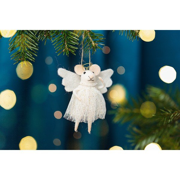 Textilní vánoční ozdoba Angel Mouse – Sass & Belle-image-1
