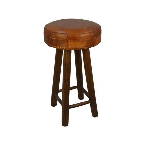 Barová stolička z hovězí kůže HSM collection Art of Nature Vintage Cognac, výška 75 cm