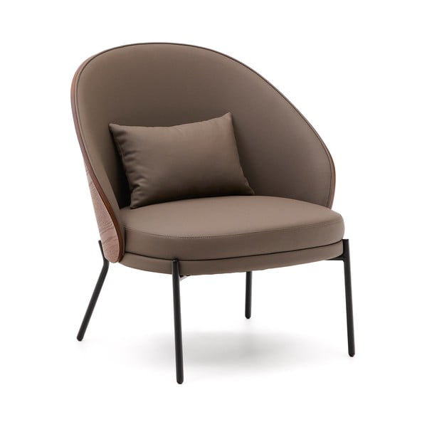 Hnědé křeslo z imitace kůže Eamy – Kave Home-image-2