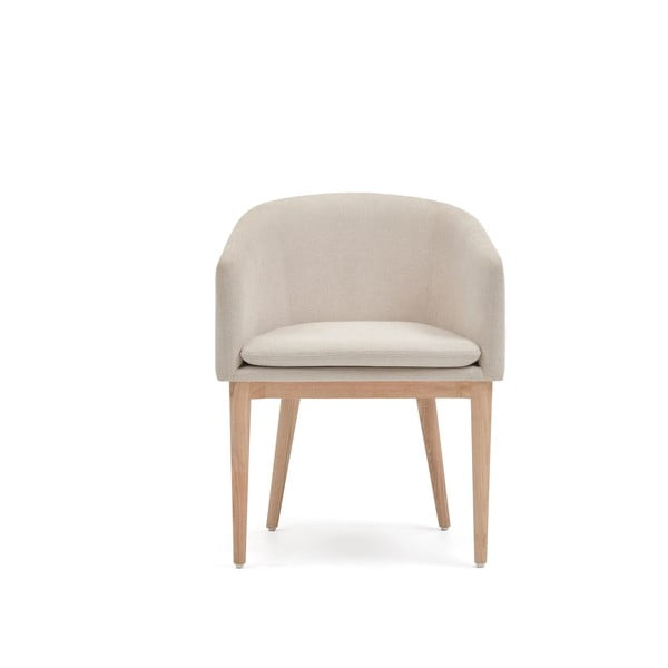 Krémové čalouněné jídelní křeslo s područkami Harlan – Kave Home-image-4