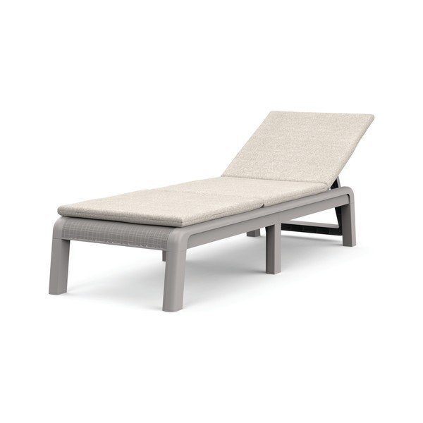 Béžové plastové/polstrované polohovací/skládací zahradní lehátko Atlas – Keter