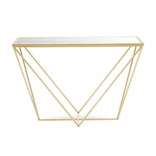 Konzolový stolek se skleněnou deskou ve zlaté barvě 40x120 cm Farran – Premier Housewares-image-2