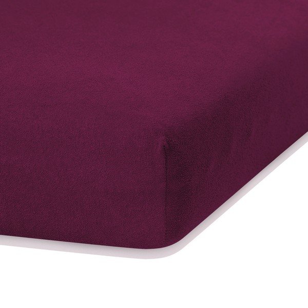 Tmavě vínové elastické prostěradlo na dvoulůžko AmeliaHome Ruby Siesta, 180/200 x 200 cm-image-1